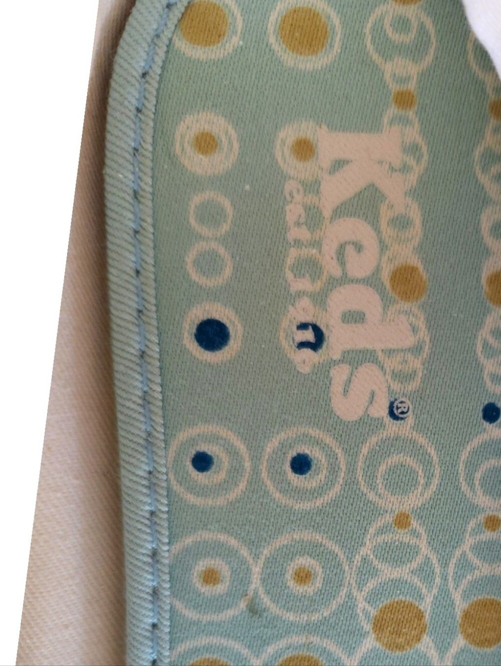 Keds Off-White Blue Canvas Distressed Ballet Flats Slip Ons VGUC Womens Size 8.5 - Picture 8 of 12